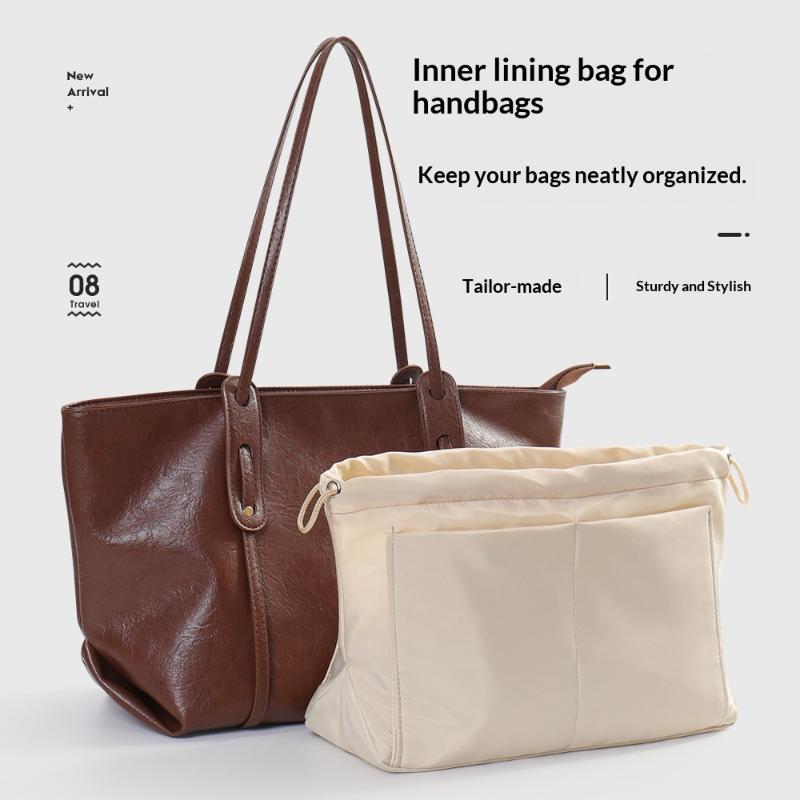 Structured Handbag Work - トートバッグオーガナイザーインサート マルチポケット付き 丈夫な構造 通勤、仕事、旅行に最適 ハンドバッグを整理整頓
