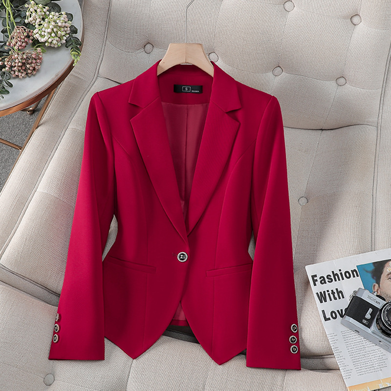 Women'S Office Formal Wear For Ladies - 新しいファッション女性フォーマルブレザー女性赤白黒オフィススーツコートレディースビジネスワークウェアジャケット春秋アウター