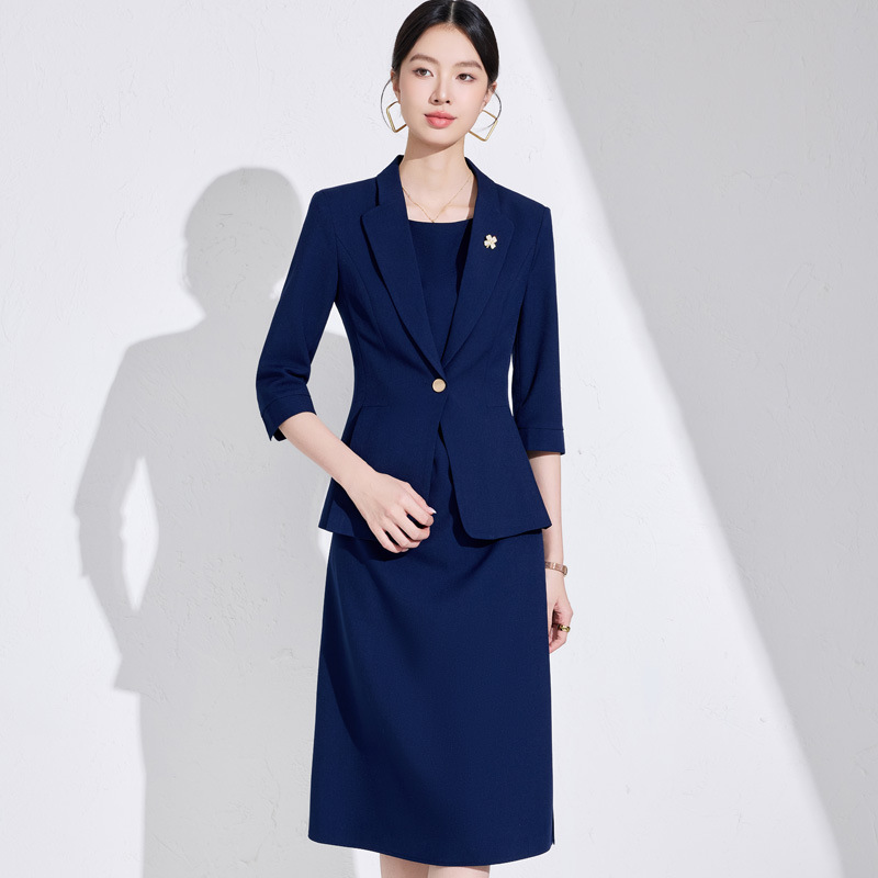 Women'S Elegant Formal Wear - レディーススーツドレスセット2025新作春夏エレガントで洗練されたプロフェッショナルフォーマルウェア、小柄なホテルフロントスタッフ向け