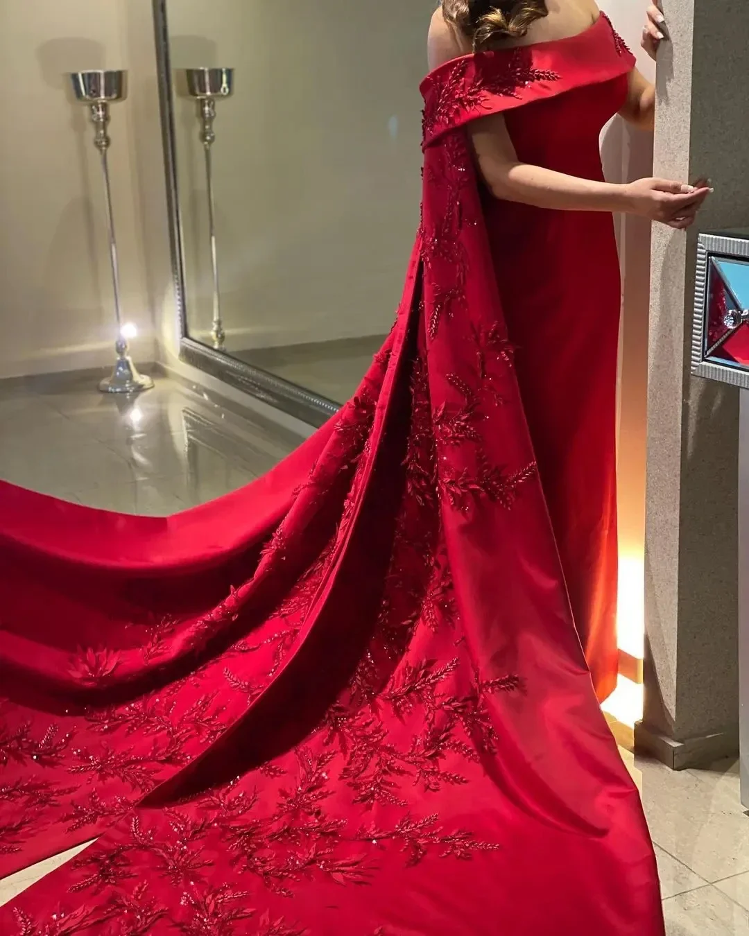 Women Formal Party Wear Dress - カスタマイズされたアンクル丈シースドレス、イブニングパーティー、レディースウェア、ビーズアップリケ、ロングラップ、プロムドレス、ジッパーバック、ベスティドス
