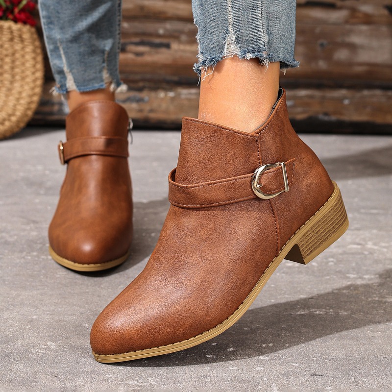 Women Formal Wear With Shoes - 女性の秋冬アンクルブーツサイドジッパーチャンキーヒール快適でファッショナブルなカジュアルフォーマルウェアホット販売女性の靴