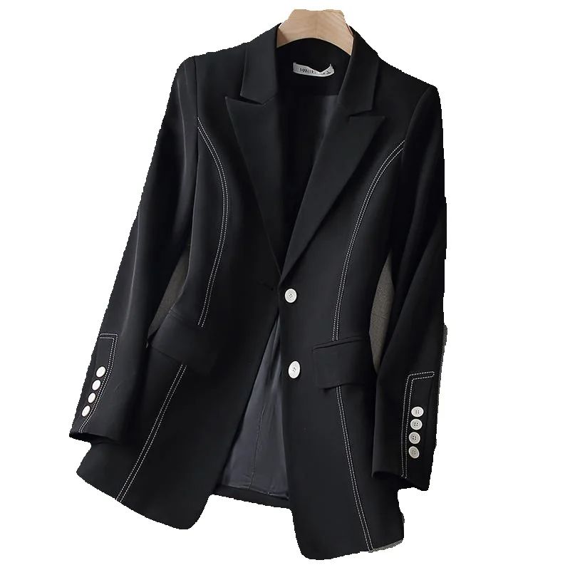 Women Formal Wear Black And White - 新しいファッション女性フォーマルブレザーレディース白黒女性長袖作業服ジャケットコート秋冬アウター女性