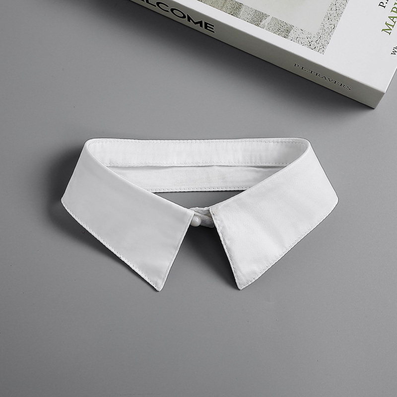 Women Formal Wear Black And White - 女性のスタイリッシュな取り外し可能なスタンド偽襟ビジネスウェアソリッドカラーネックカラーコスチュームシャツブラウスフォーマルブラックホワイトラペル