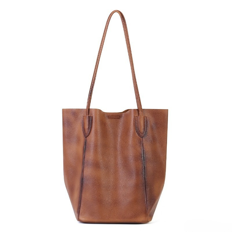 Structured Handbag Work - ヴィンテージ風普段使いの女性用ショルダーバッグ 本革 植物タンニン加工 構造的で広々とした内部 高級ハンドバッグ