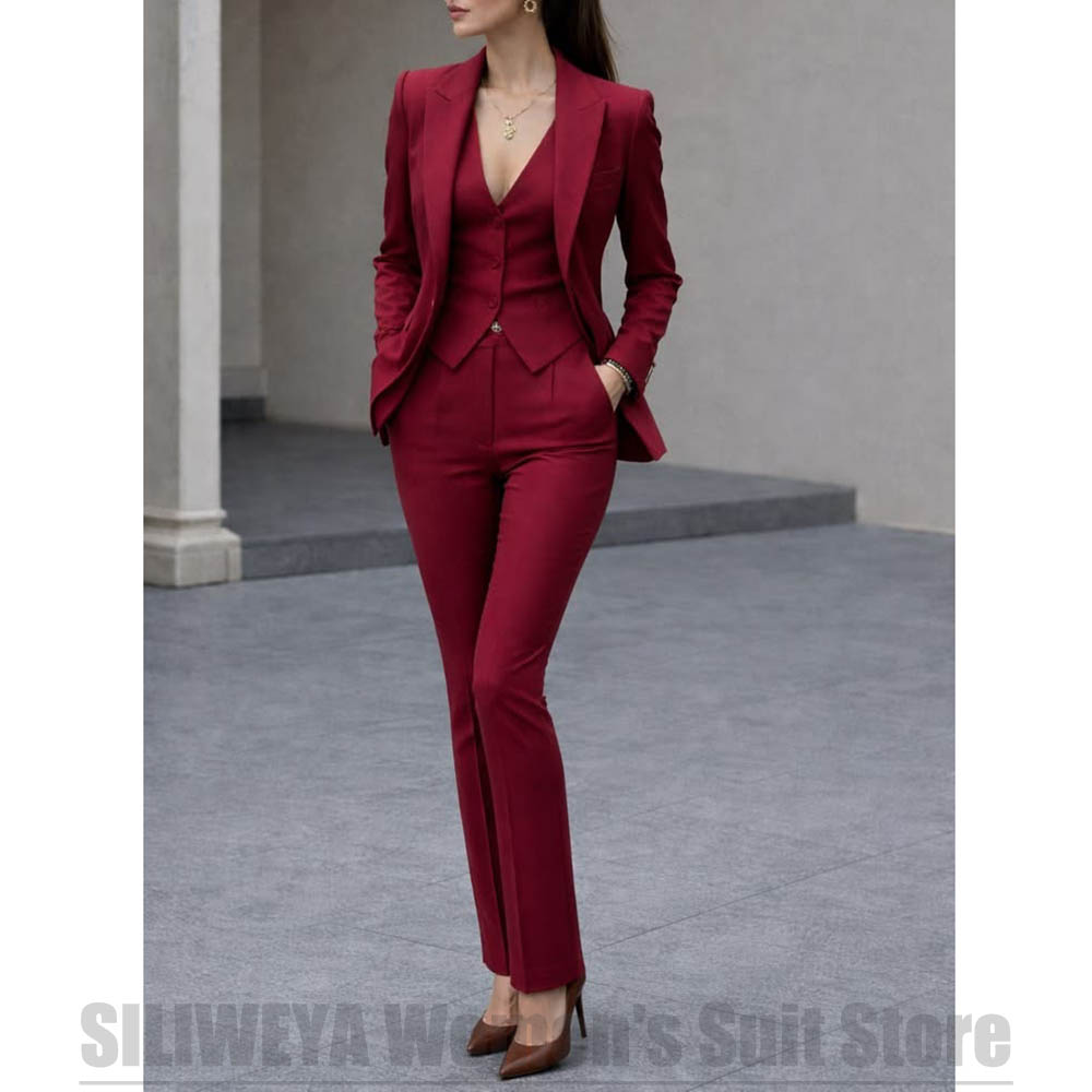 Women'S Formal Wear For A Wedding - 女性 3 ピーススーツセットブレザーベストパンツエレガントフォーマルオフィスビジネスウェア女性のための結婚式パーティー仕事プロフェッショナル衣装