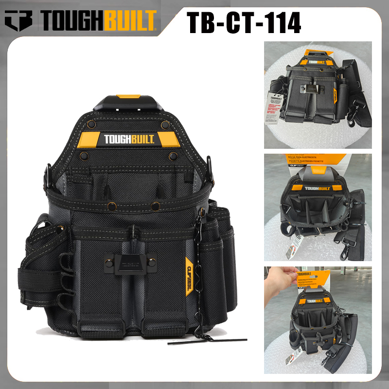 Shoulder Bag Structured - TOUGHBUILT TB-CT-114 電気技師用ツールポーチ ClipTech クイックアタッチ パッド入りショルダーストラップ内蔵キックスタンド