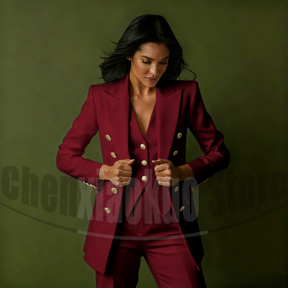 レディース ダブルブレスト スリーピーススーツセット エレガ - Women'S Elegant Formal Wear のレビューと価格