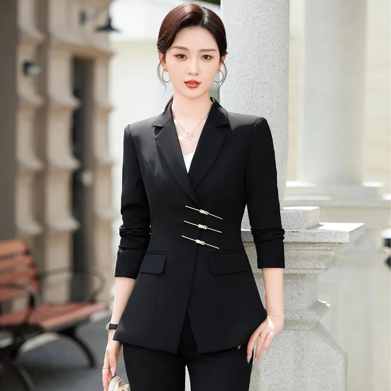 女性用2ピースフォーマルブレザー,ジャケットとパンツスーツ, - Women Formal Wear Black And White のレビューと価格