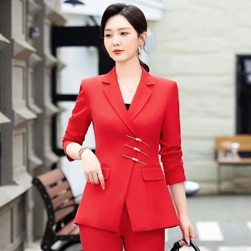 女性用2ピースフォーマルブレザー,ジャケットとパンツスーツ, - Women Formal Wear Black And White のレビューと価格