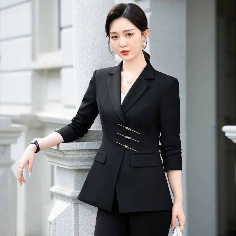 女性用2ピースフォーマルブレザー,ジャケットとパンツスーツ, - Women Formal Wear Black And White のレビューと価格