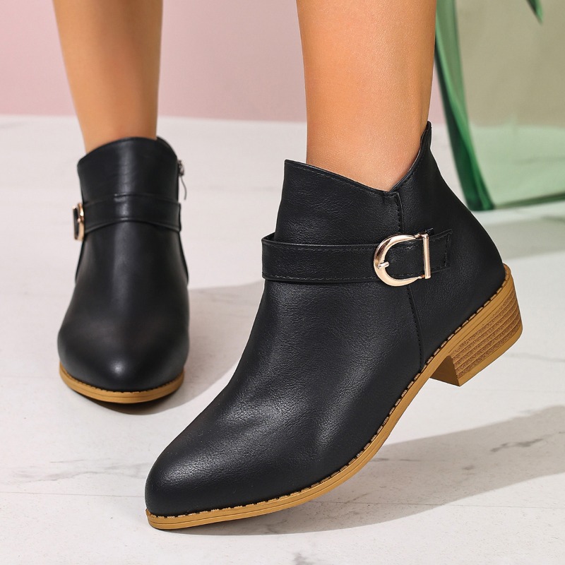 女性の秋冬アンクルブーツサイドジッパーチャンキーヒール快適で - Women Formal Wear With Shoes のレビューと価格