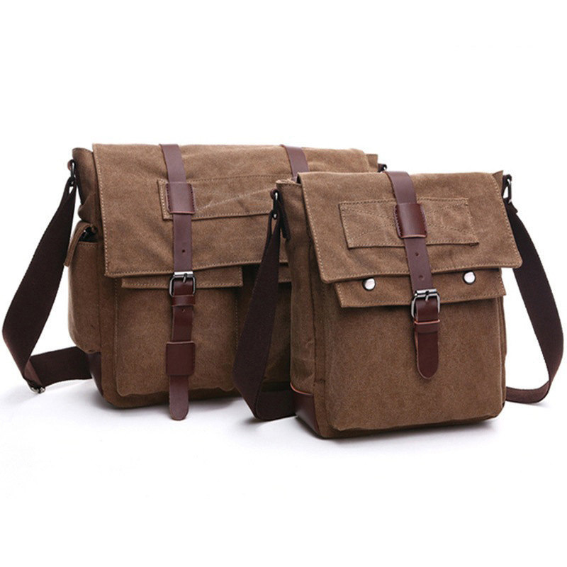 レトロ男性メッセンジャーバッグヴィンテージキャンバスハンドバ - Structured Handbag Work のレビューと価格