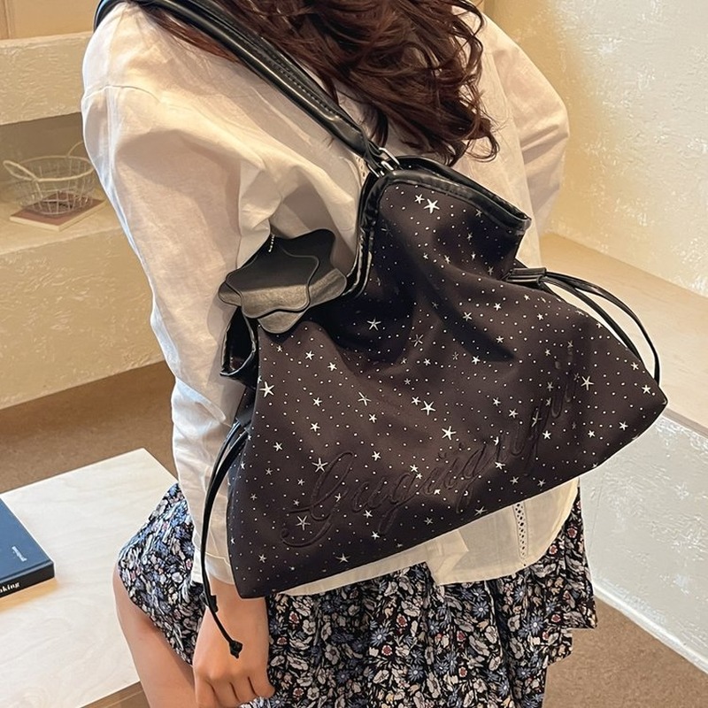 女性用スターパターンショルダートートバッグ大容量カジュアルホ - Structured Handbag Work のレビューと価格