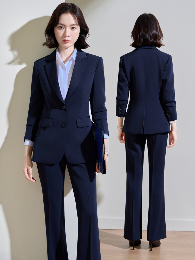 ネイビーブルーの女性用プロフェッショナルスーツ、春と秋の面接 - Women Formal Wear Shirt And Pant のレビューと価格