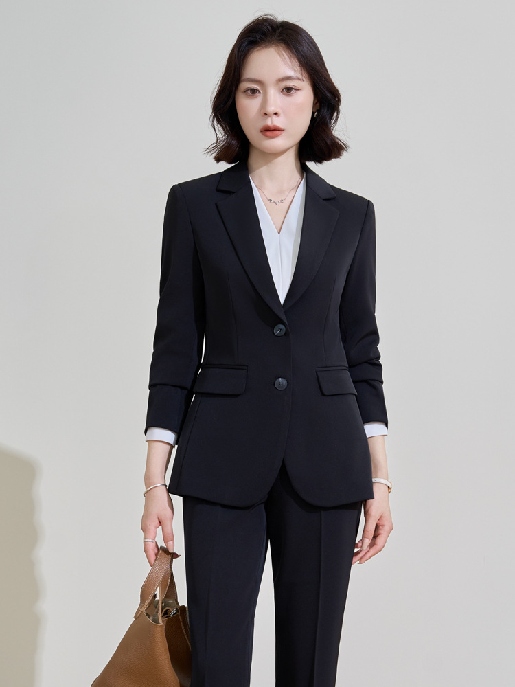 ネイビーブルーの女性用プロフェッショナルスーツ、春と秋の面接 - Women Formal Wear Shirt And Pant のレビューと価格