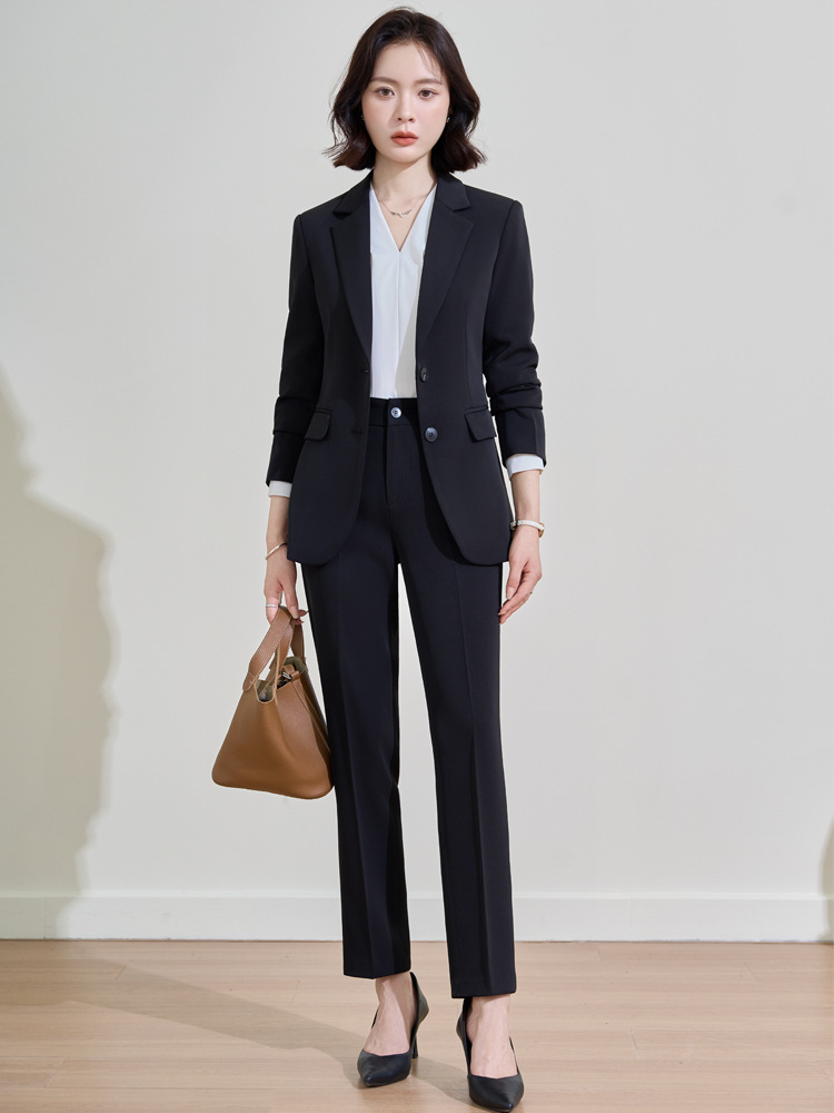 ネイビーブルーの女性用プロフェッショナルスーツ、春と秋の面接 - Women Formal Wear Shirt And Pant のレビューと価格