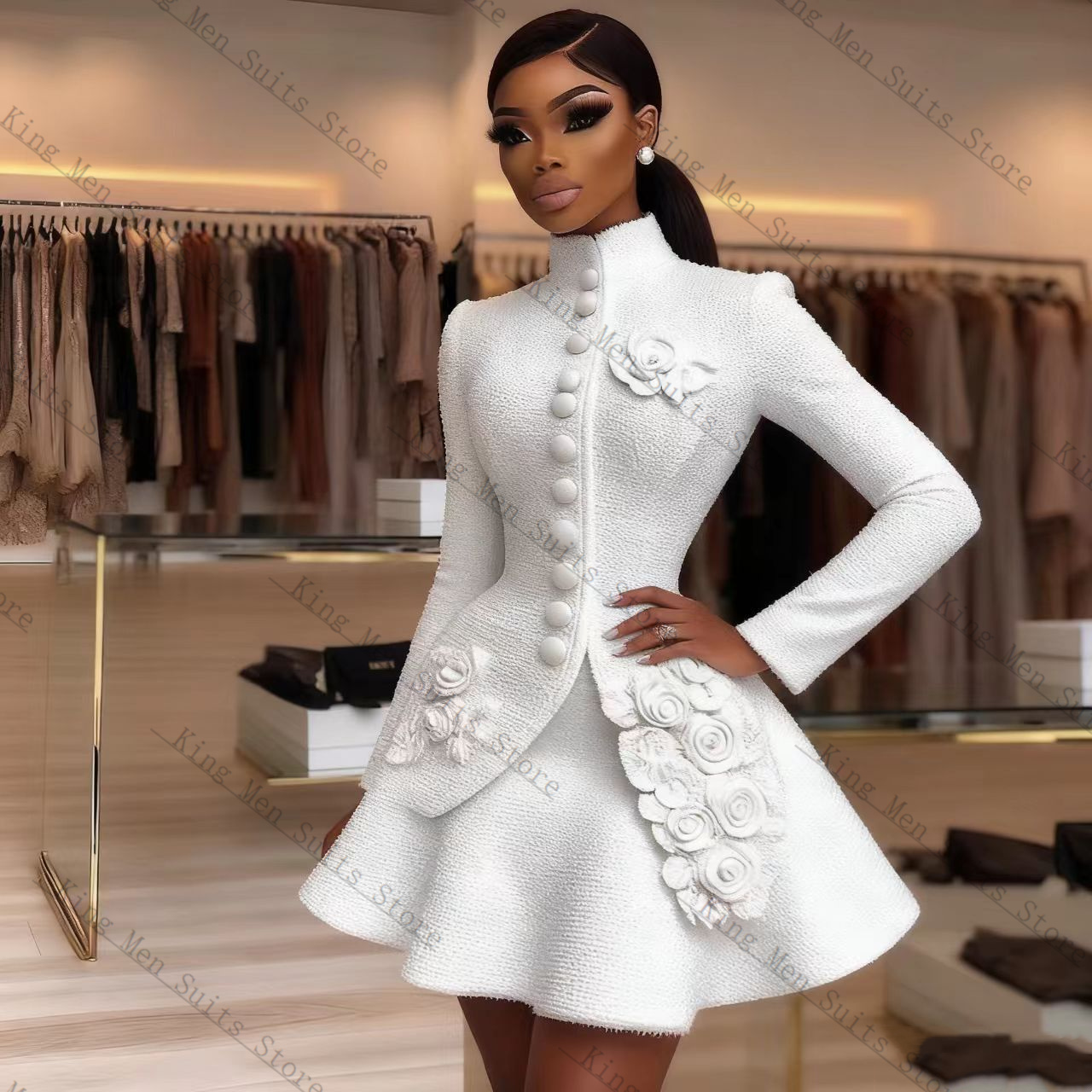 高級白人女性スーツセット 2 個ブレザー + ショートミニウ - Women'S Formal Wear For A Wedding のレビューと価格