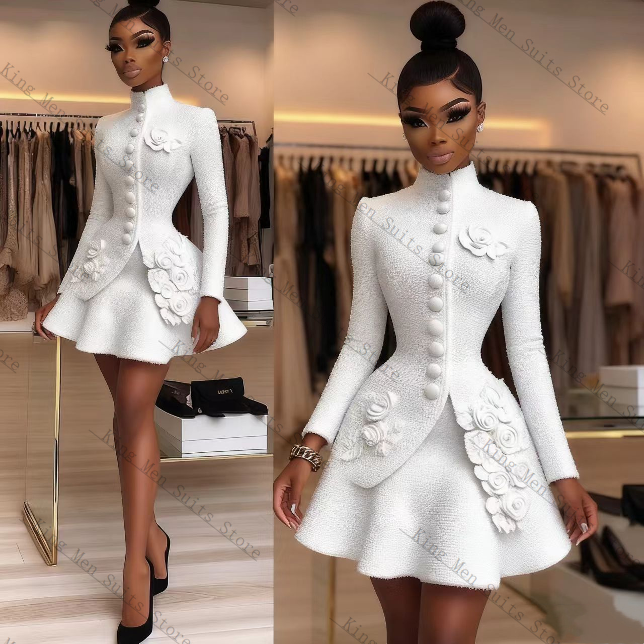 高級白人女性スーツセット 2 個ブレザー + ショートミニウ - Women'S Formal Wear For A Wedding のレビューと価格