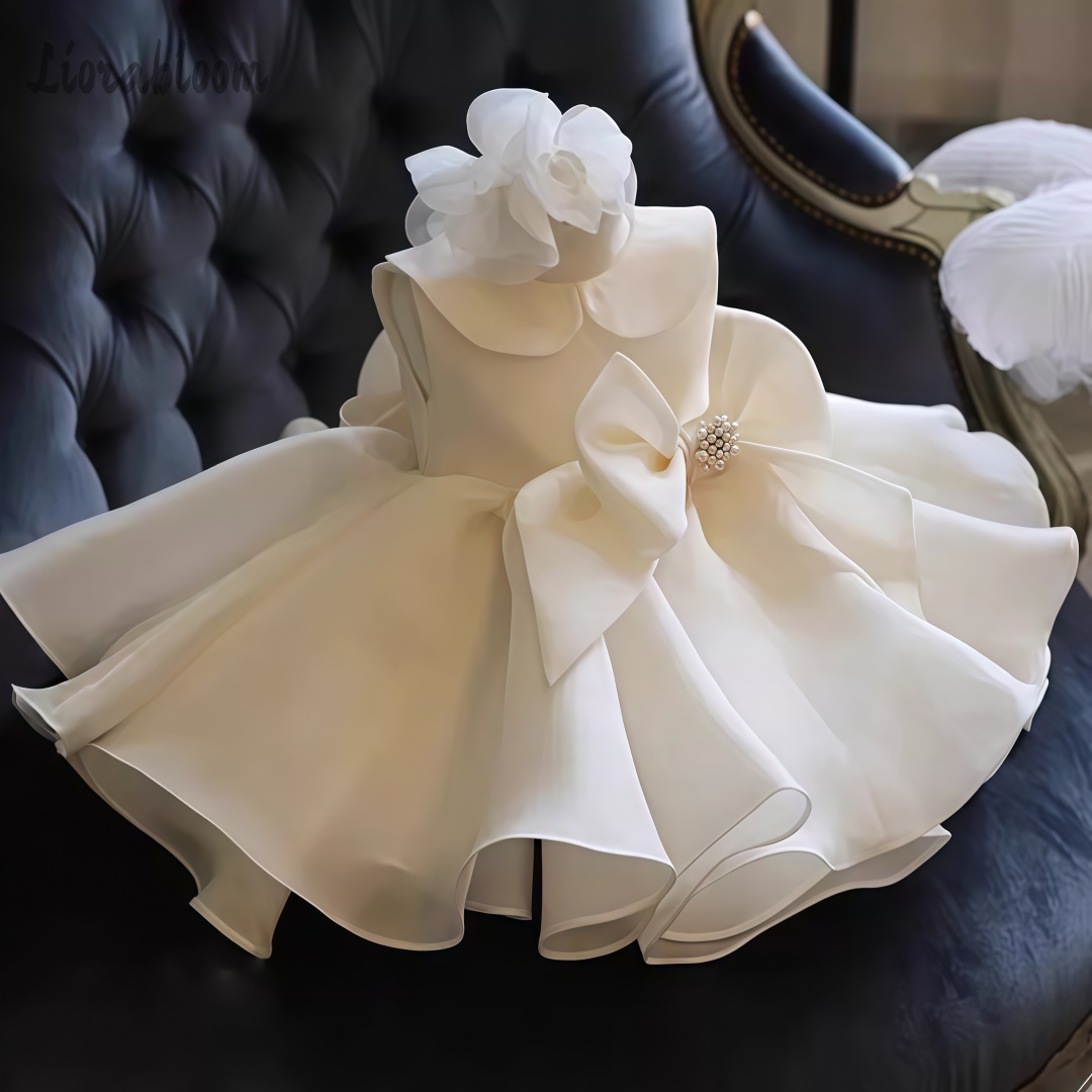 ホワイトパール装飾ドレスウェディングフラワーガールドレスホワ - Women'S Formal Wear For A Wedding のレビューと価格