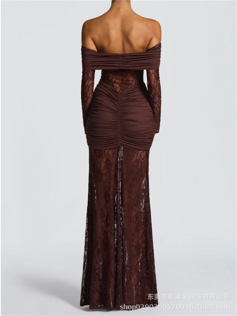 セクシーなレースのマーメイドライン、オフショルダー、フルスリ - Women Formal Party Wear Dress のレビューと価格