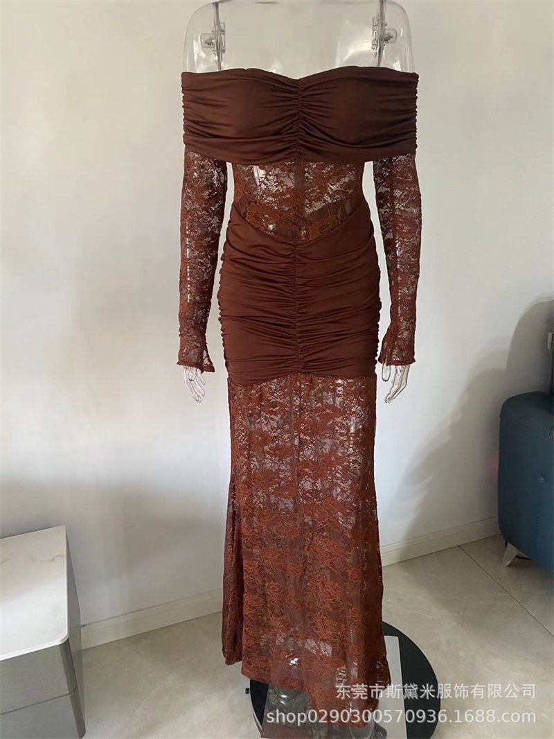 セクシーなレースのマーメイドライン、オフショルダー、フルスリ - Women Formal Party Wear Dress のレビューと価格