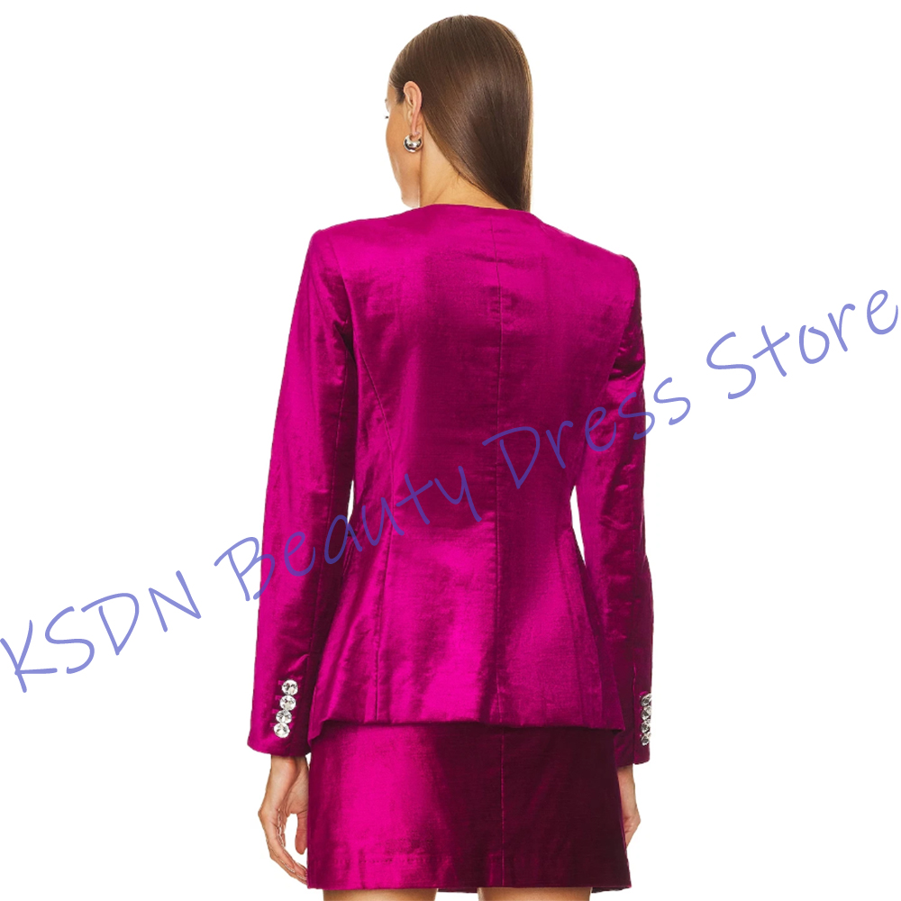 シックな女性用シングルブレストスーツ ホットピンクサテン ツ - Women'S Elegant Formal Wear のレビューと価格