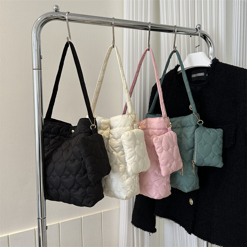 新しいファッション無地キルティングトートバッグ女性用カジュア - Shoulder Bag Structured のレビューと価格