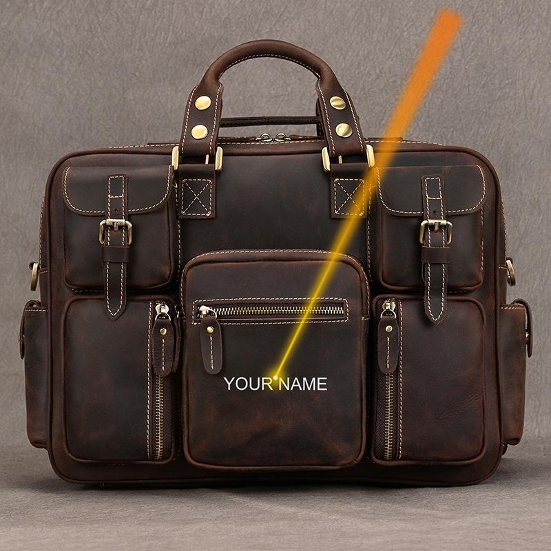 Luufan-メンズヴィンテージクレイジーホースレザーブリー - Structured Handbag Work のレビューと価格