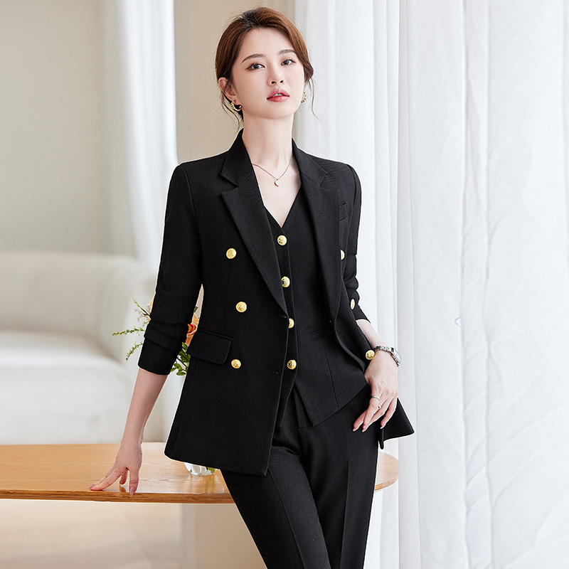 女性用ネイビーブルースーツセット、春と秋のプロフェッショナル - Women'S Elegant Formal Wear のレビューと価格
