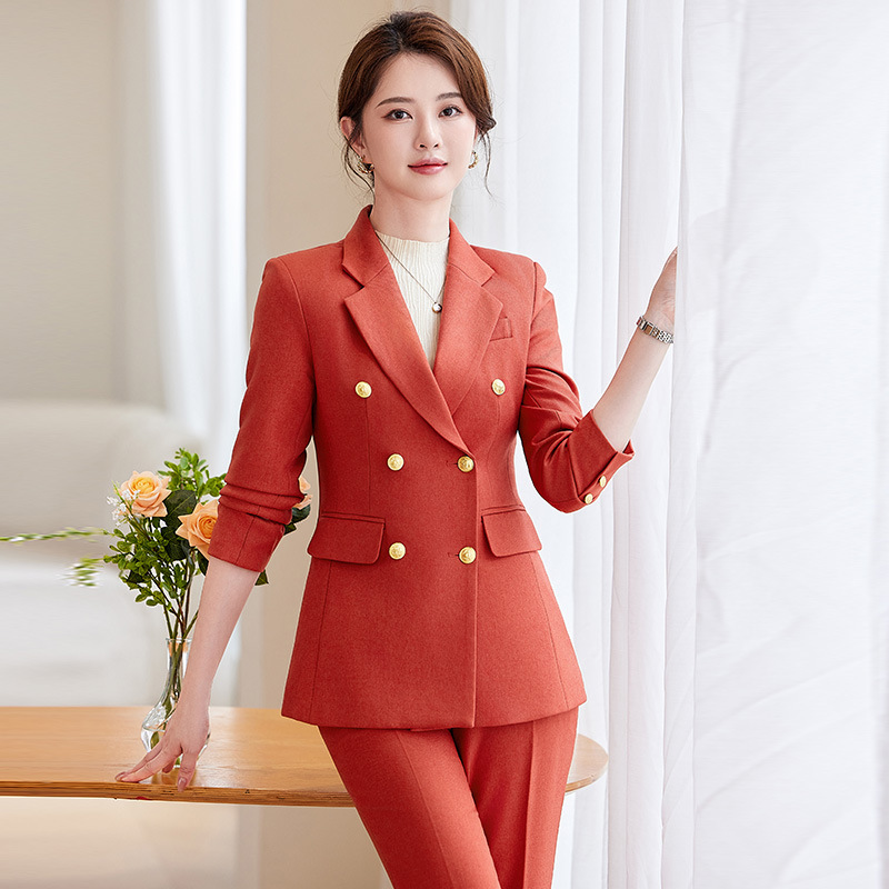 女性用ネイビーブルースーツセット、春と秋のプロフェッショナル - Women'S Elegant Formal Wear のレビューと価格