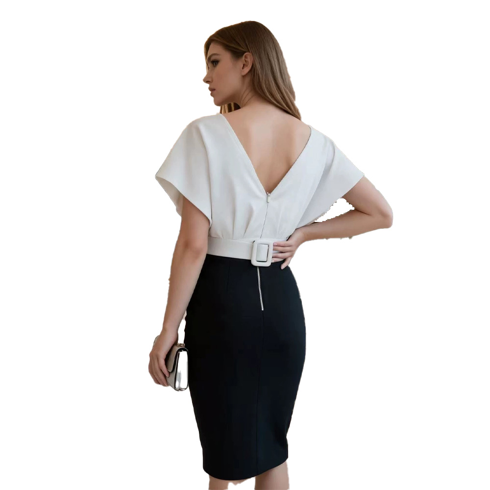 フェイクツーシャツプロフェッショナル婦人服黒と白のコントラス - Women Formal Wear Black And White のレビューと価格