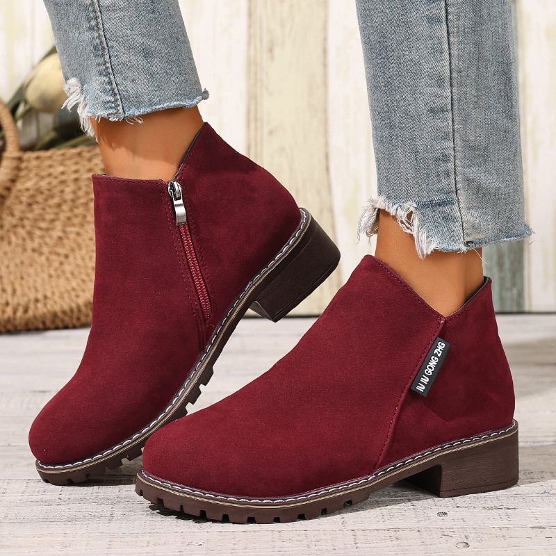 女性秋冬アンクルブーツサイドジッパーチャンキーヒール快適なフ - Women Formal Wear With Shoes のレビューと価格