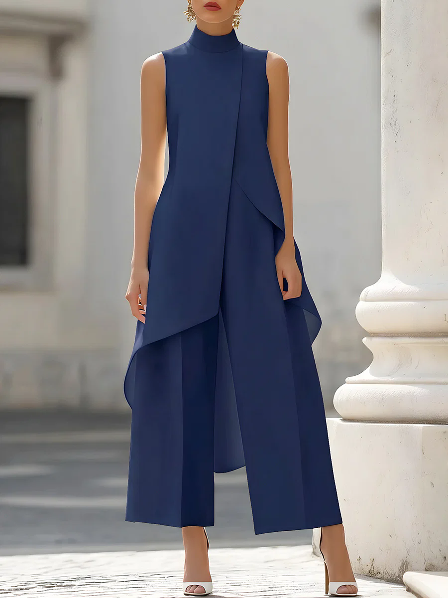 ノースリーブハイネックアシンメトリーオーバーレイジャンプスー - Women'S Elegant Formal Wear のレビューと価格
