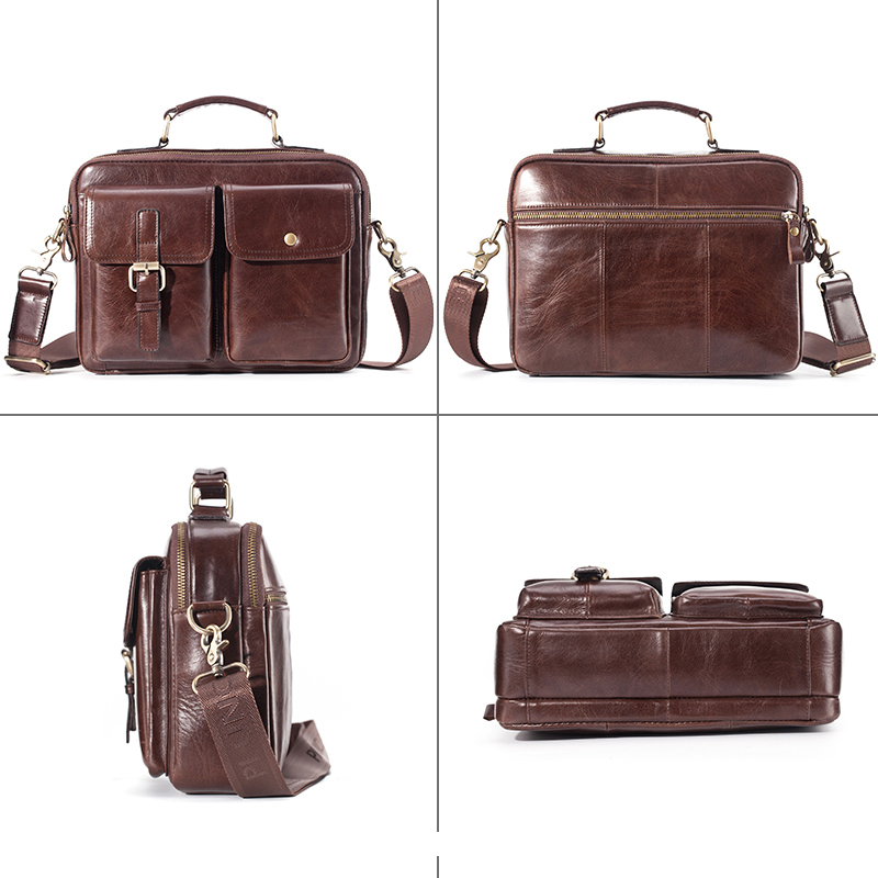 ブランドの新しい牛革メッセンジャーバッグ男性本革ハンドバッグ - Shoulder Bag Structured のレビューと価格