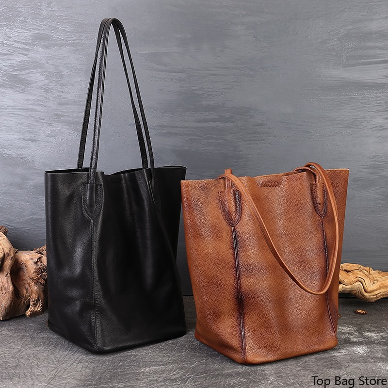 ヴィンテージ風普段使いの女性用ショルダーバッグ 本革 植物タ - Structured Handbag Work のレビューと価格