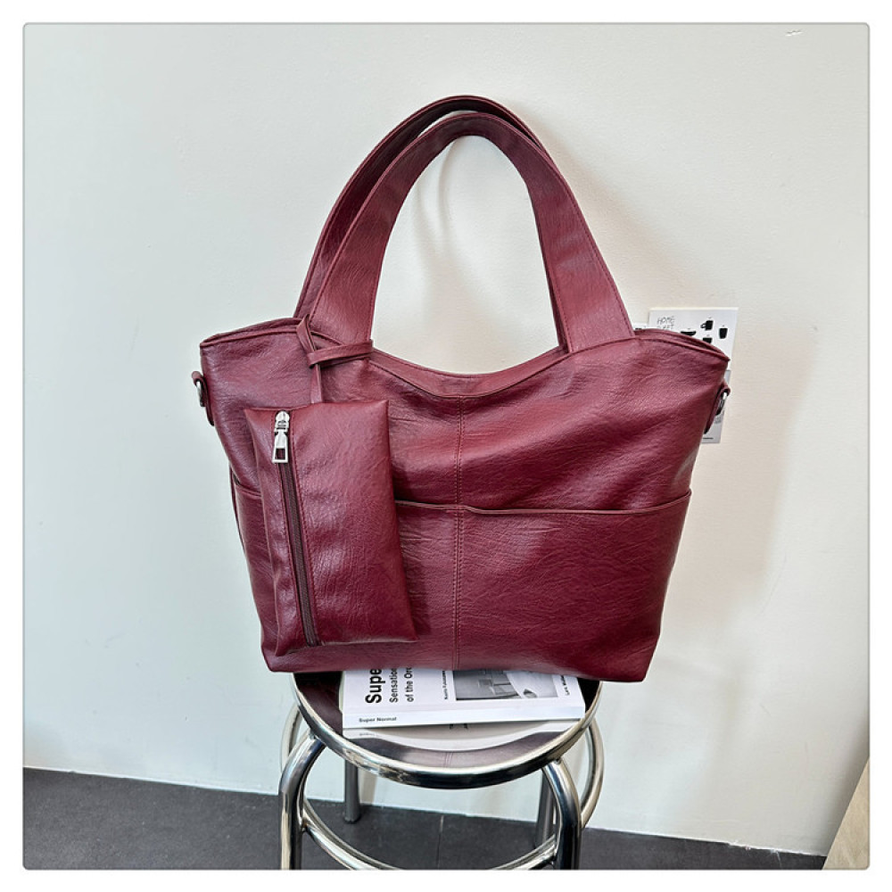 ソフトな合成皮革トートバッグ 大容量 レディース ショルダー - Structured Handbag Work のレビューと価格