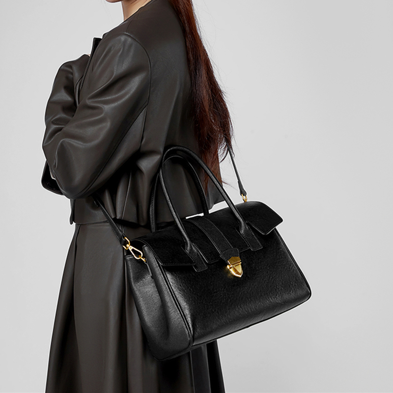 BURMINSA 本革トップハンドルバッグ女性用レトロ構造ワ - Structured Handbag Work のレビューと価格