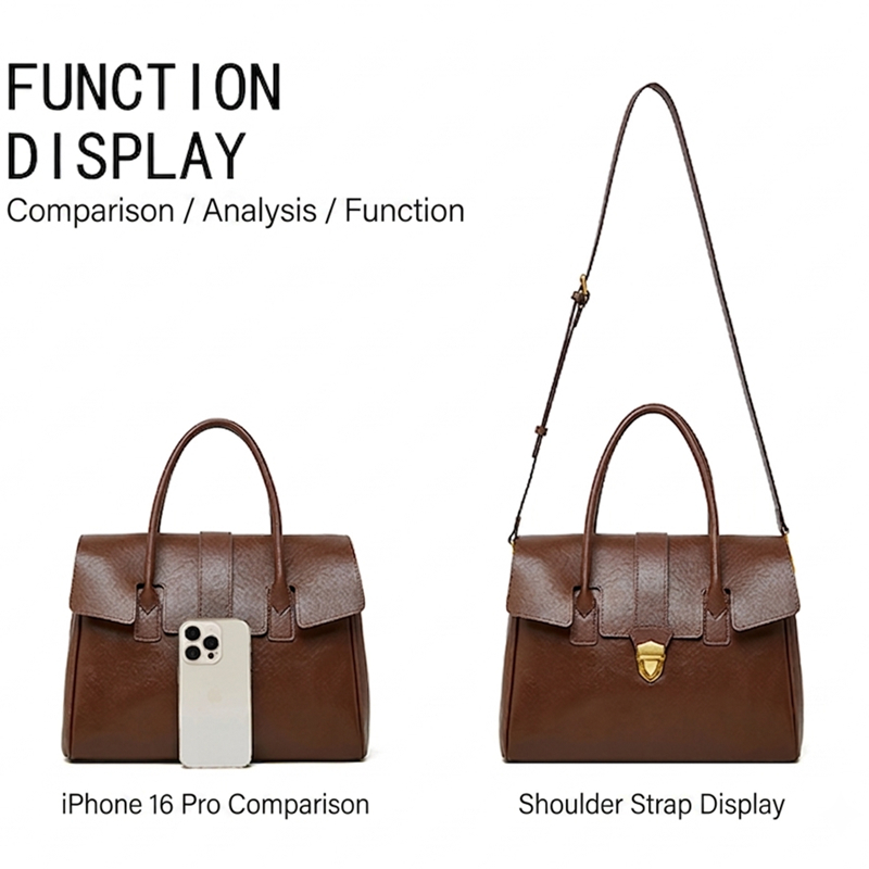 BURMINSA 本革トップハンドルバッグ女性用レトロ構造ワ - Structured Handbag Work のレビューと価格