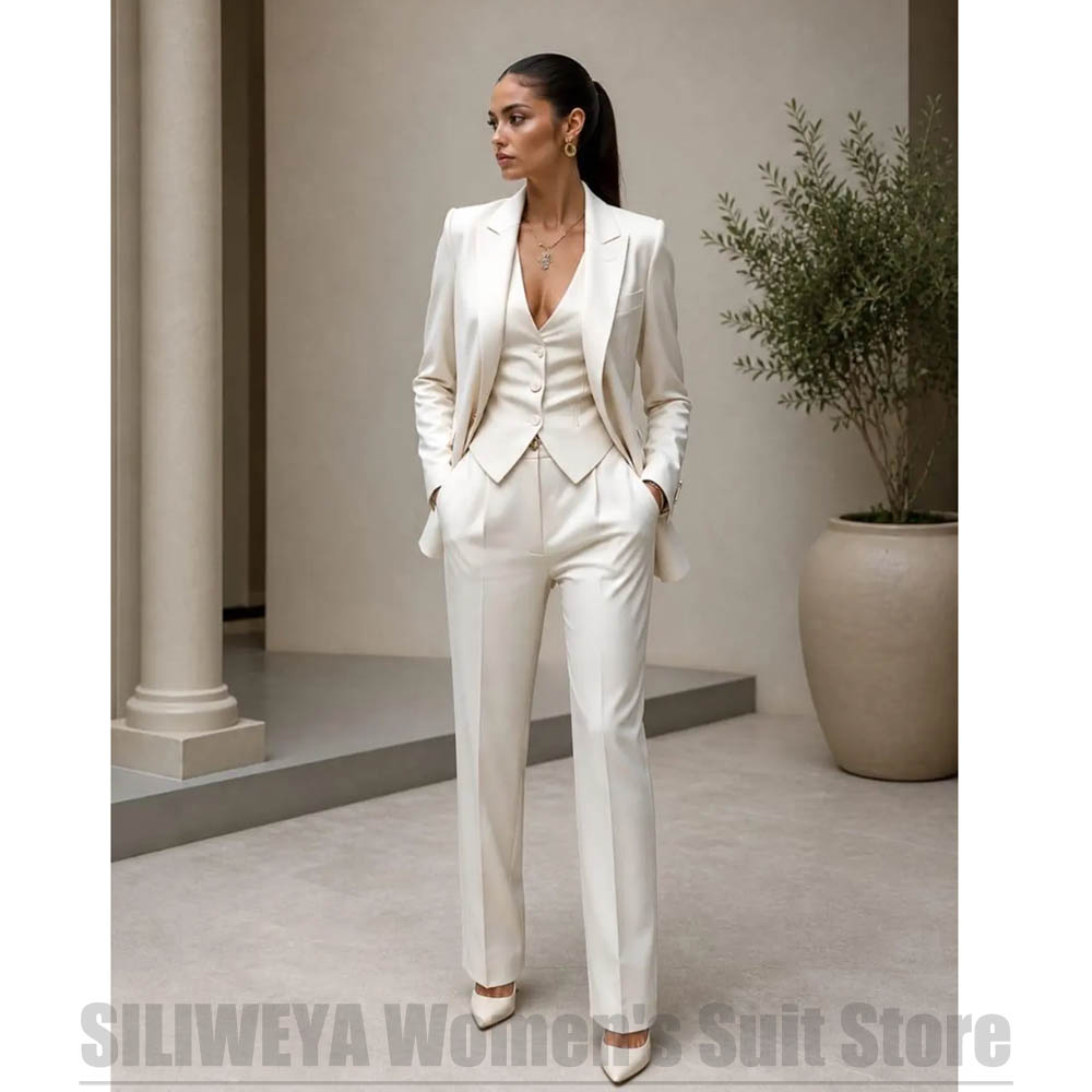 女性 3 ピーススーツセットブレザーベストパンツエレガントフ - Women'S Formal Wear For A Wedding のレビューと価格