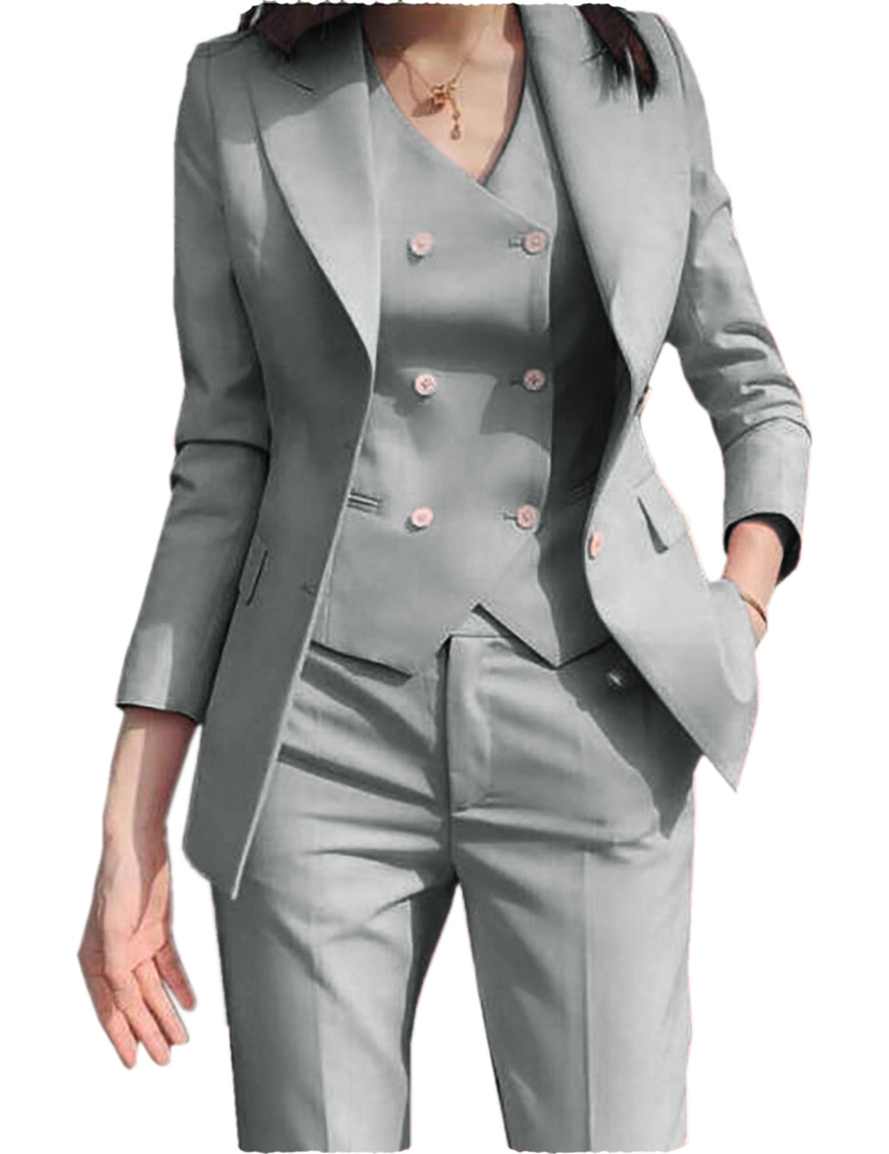 秋の服装スーツジャケット3ピースセット レディース オフィス - Women'S Elegant Formal Wear のレビューと価格