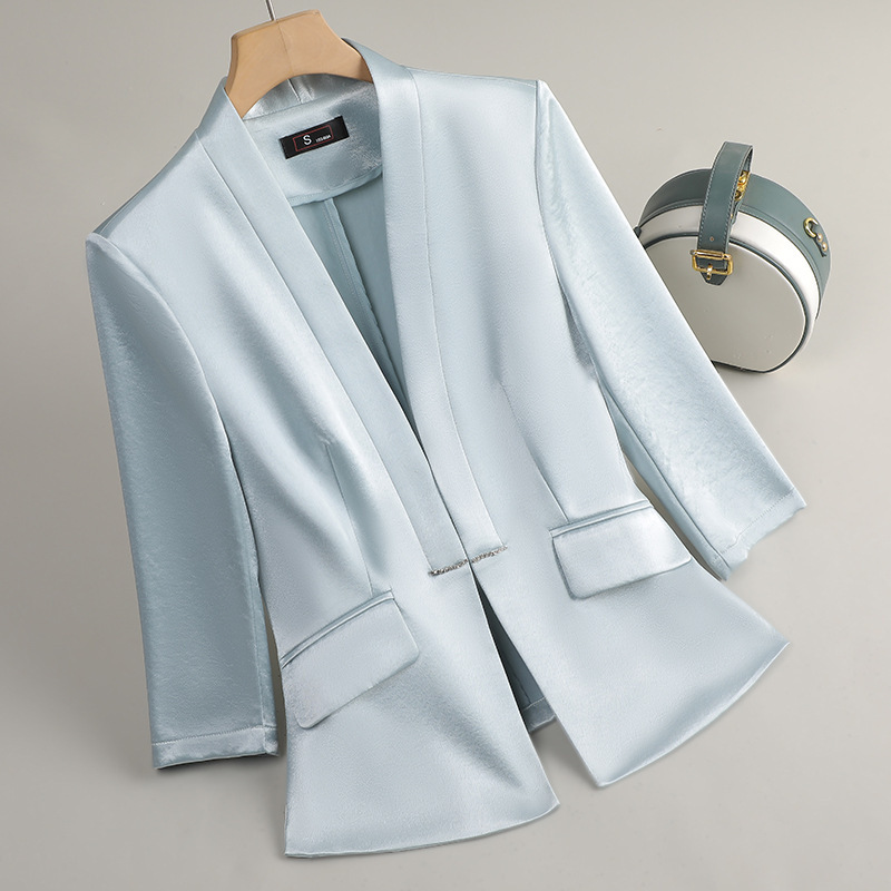プロフェッショナル女性ブラックホワイトブルーブレザー春夏新作 - Women Formal Wear Black And White のレビューと価格