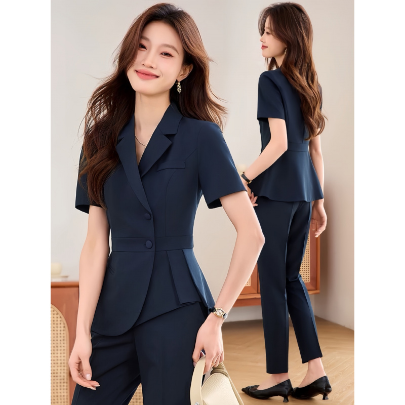ネイビーブルーの女性用薄手プロフェッショナルスーツ2025新 - Women Formal Wear Shirt And Pant のレビューと価格